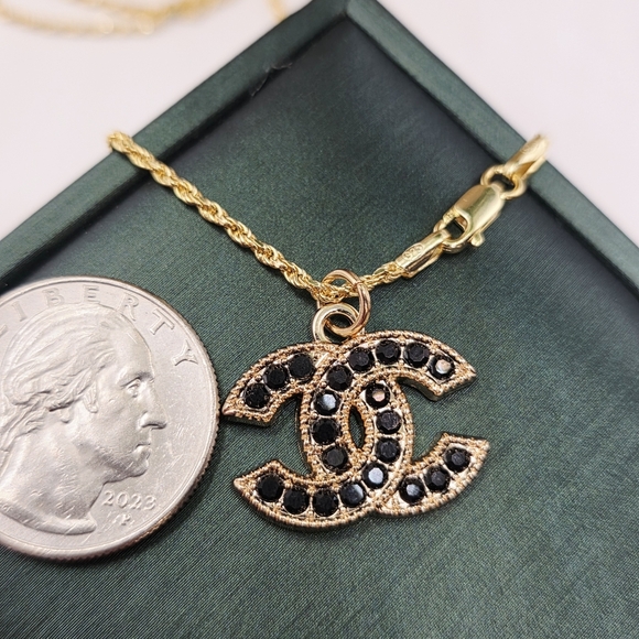 CHANEL Black and Gold Logo Necklace - Picture 2 of 3